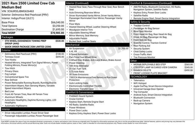 2021 RAM 2500 Limited Crew Cab 4x4 6'4" Box
