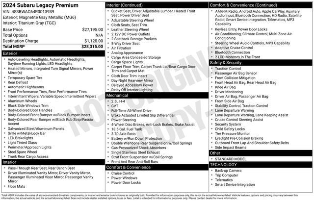 2024 Subaru Legacy Premium