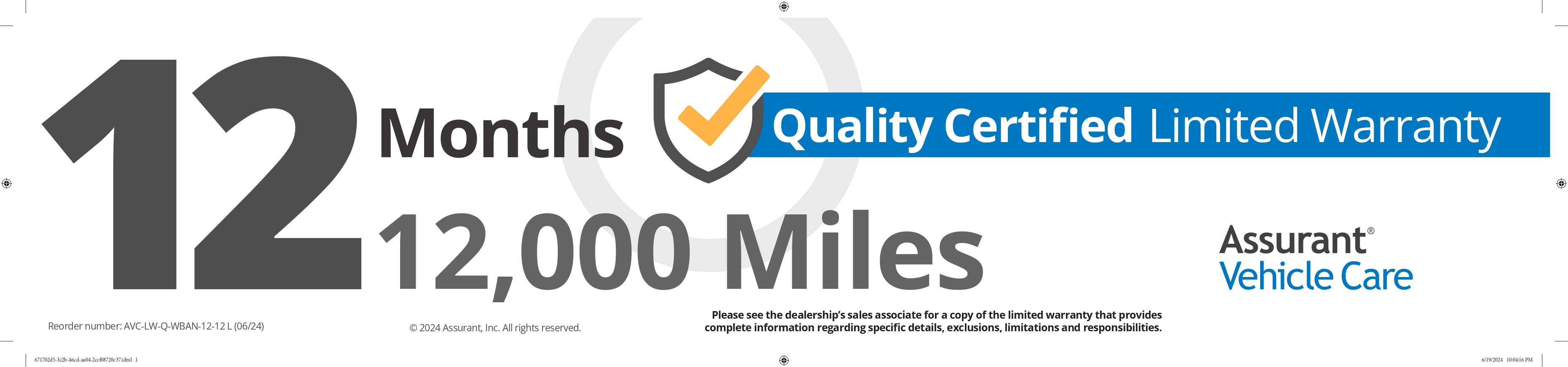 12 Month / 12K Warranty Banner